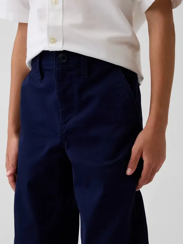 Kinderen: moderne, relaxte rechte kaki broek