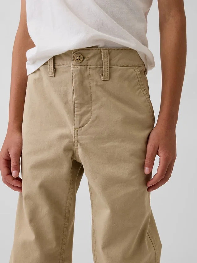 Kinderen: moderne, relaxte rechte kaki broek
