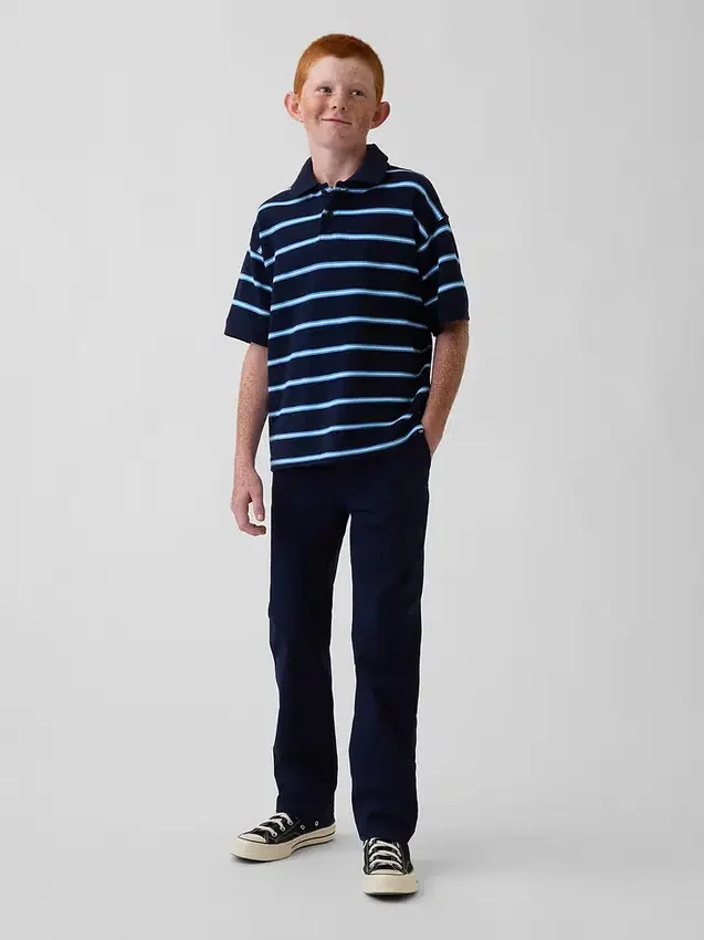 Kinderen: moderne, relaxte rechte kaki broek