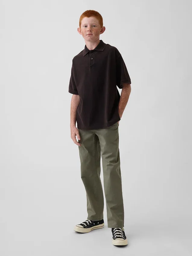 Kinderen: moderne, relaxte rechte kaki broek