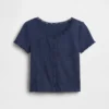 Kinderen Pointelle geribd T-shirt met knoopsluiting aan de voorkant