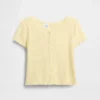 Kinderen Pointelle geribd T-shirt met knoopsluiting aan de voorkant