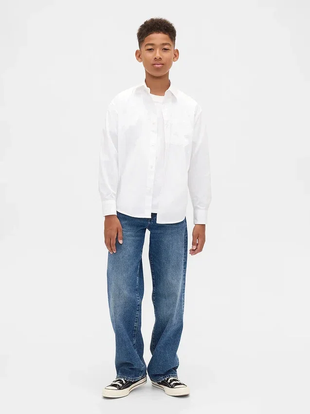 Kinderen Popeline Uniform Relaxed Overhemd