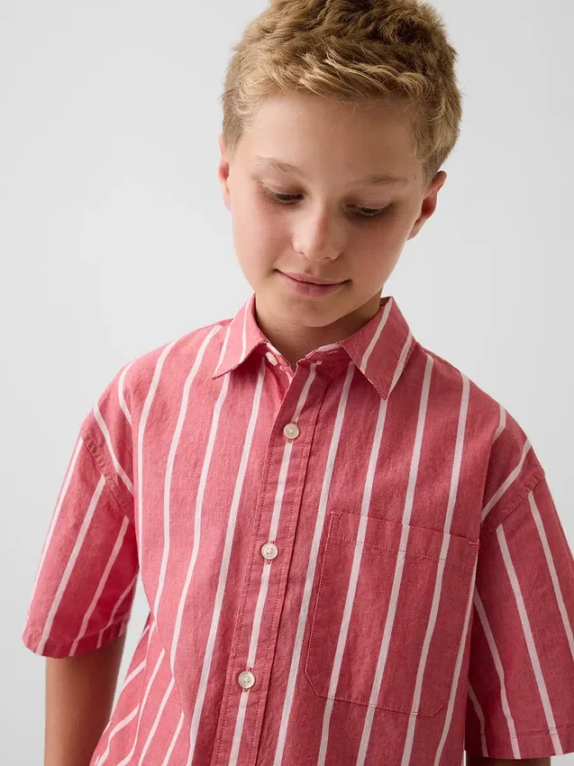 Kinderen: relaxed gestreept overhemd van biologisch katoenpopeline