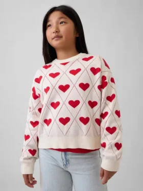 Kinderen: Relaxed trui met print en ronde hals