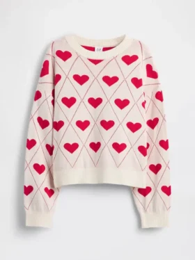 Kinderen: Relaxed trui met print en ronde hals