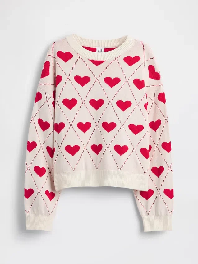 Kinderen: Relaxed trui met print en ronde hals