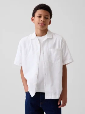 Kinderen: Relaxed vakantieshirt van linnen-katoen