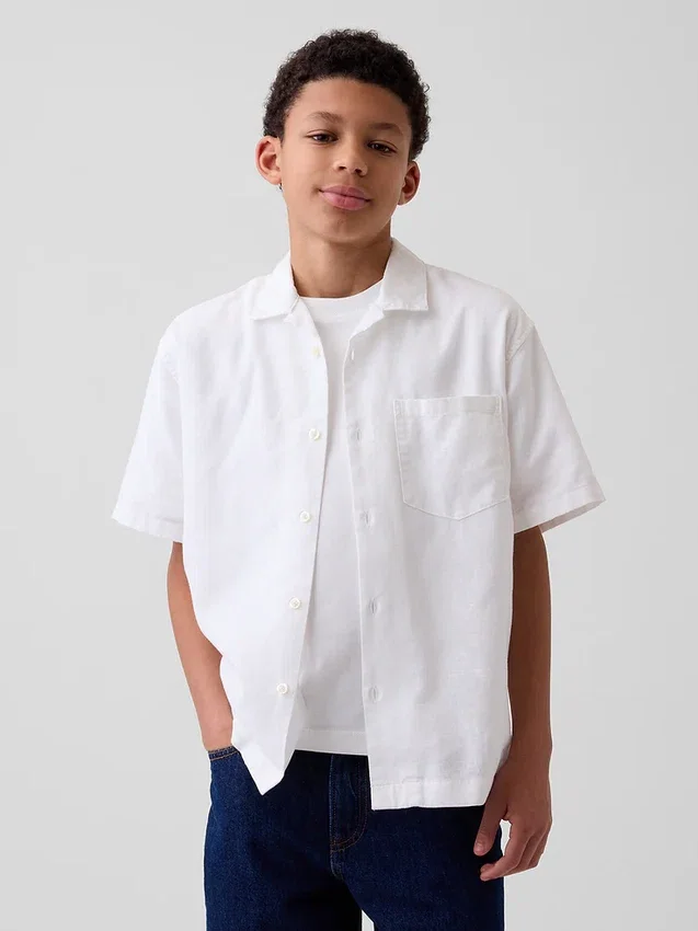 Kinderen: Relaxed vakantieshirt van linnen-katoen