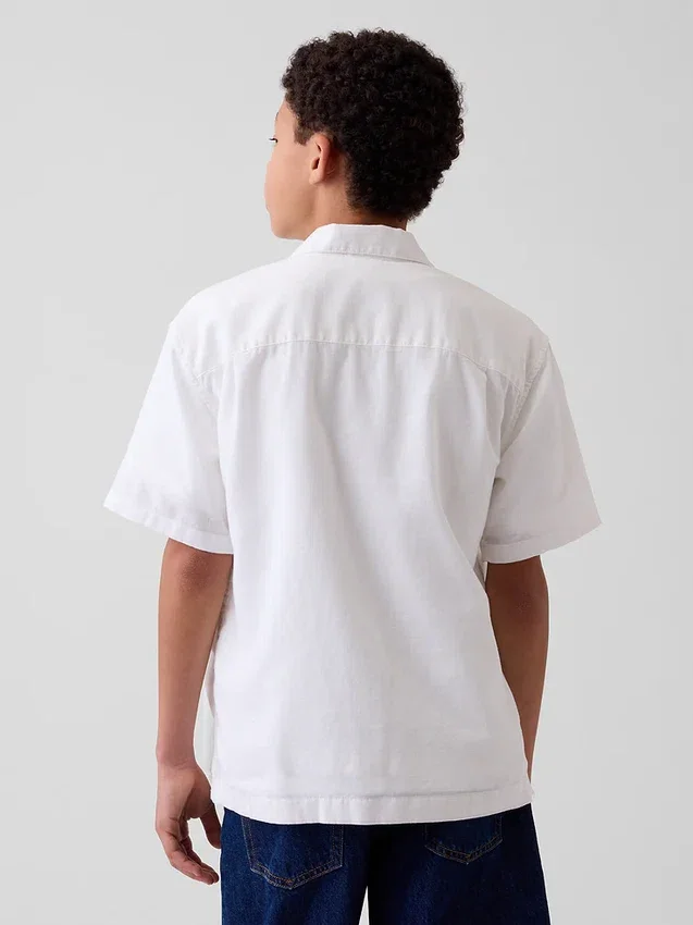 Kinderen: Relaxed vakantieshirt van linnen-katoen