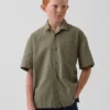 Kinderen: Seersucker-vakantieshirt met textuur en relaxte pasvorm