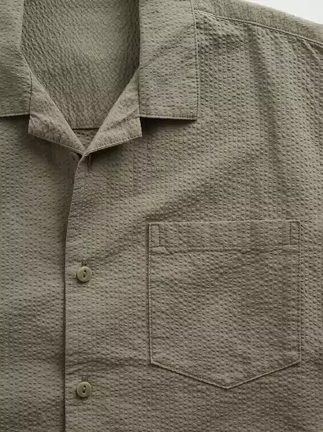Kinderen: Seersucker-vakantieshirt met textuur en relaxte pasvorm