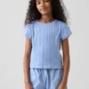 Kinderen T-shirt met gemêleerde ribboord en getailleerde pasvorm