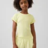 Kinderen T-shirt met gemêleerde ribboord en getailleerde pasvorm