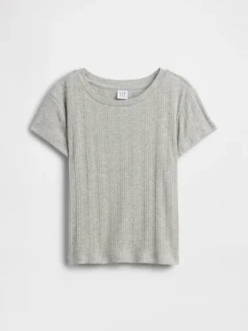 Kinderen T-shirt met gemêleerde ribboord en getailleerde pasvorm