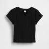 Kinderen T-shirt met gemêleerde ribboord en getailleerde pasvorm