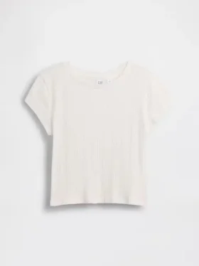 Kinderen T-shirt met gemêleerde ribboord en getailleerde pasvorm