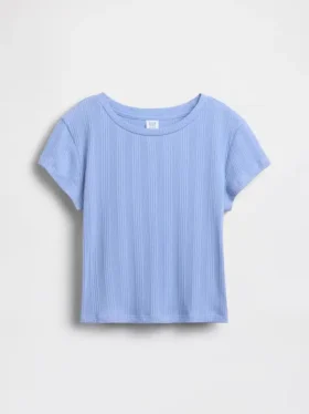 Kinderen T-shirt met gemêleerde ribboord en getailleerde pasvorm