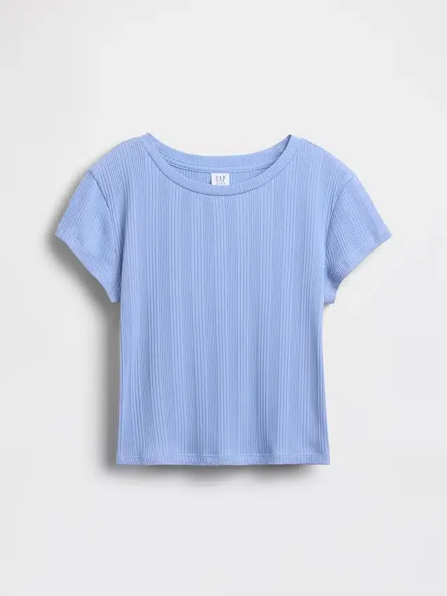 Kinderen T-shirt met gemêleerde ribboord en getailleerde pasvorm