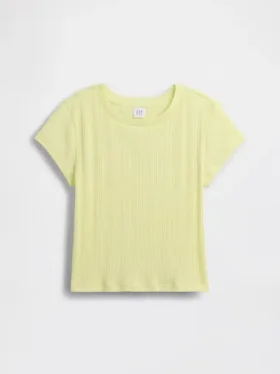 Kinderen T-shirt met gemêleerde ribboord en getailleerde pasvorm
