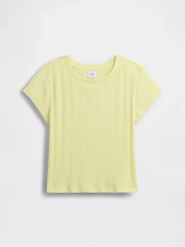 Kinderen T-shirt met gemêleerde ribboord en getailleerde pasvorm