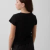 Kinderen T-shirt met gemêleerde ribboord en getailleerde pasvorm