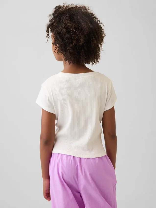 Kinderen T-shirt met gemêleerde ribboord en getailleerde pasvorm