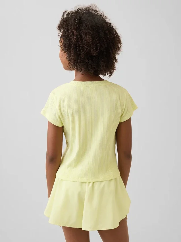 Kinderen T-shirt met gemêleerde ribboord en getailleerde pasvorm