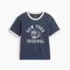 Kinderen: T-shirt met grafische print en ringer-boord in relaxte pasvorm