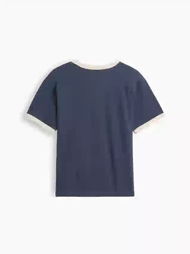 Kinderen: T-shirt met grafische print en ringer-boord in relaxte pasvorm