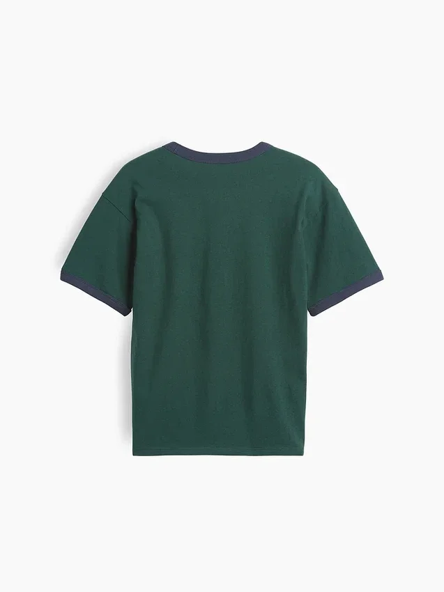 Kinderen: T-shirt met grafische print en ringer-boord in relaxte pasvorm