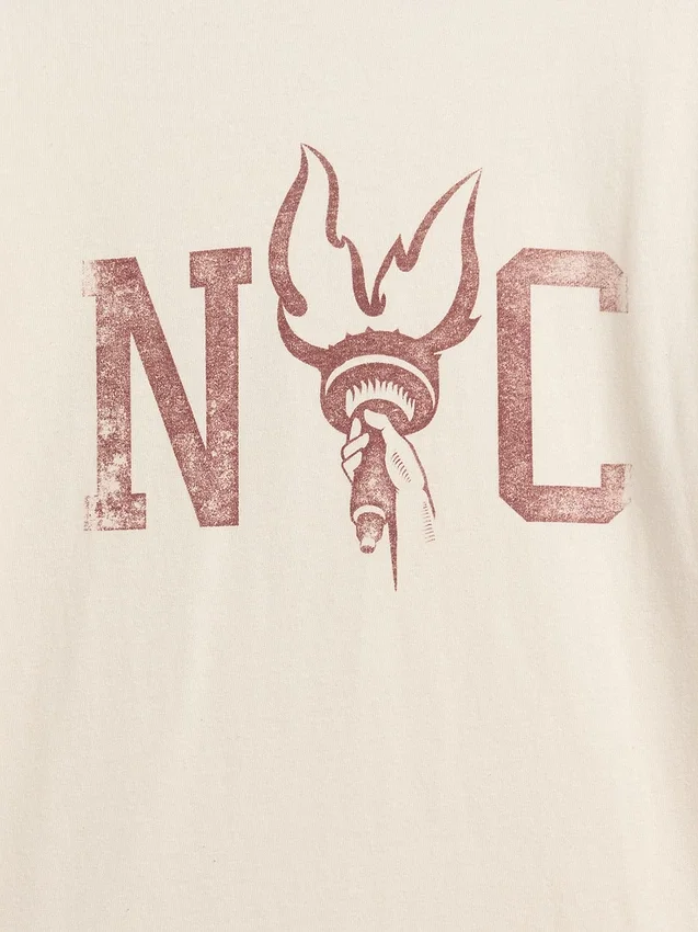 Kinderen: T-shirt met grafische print en ringer-boord in relaxte pasvorm
