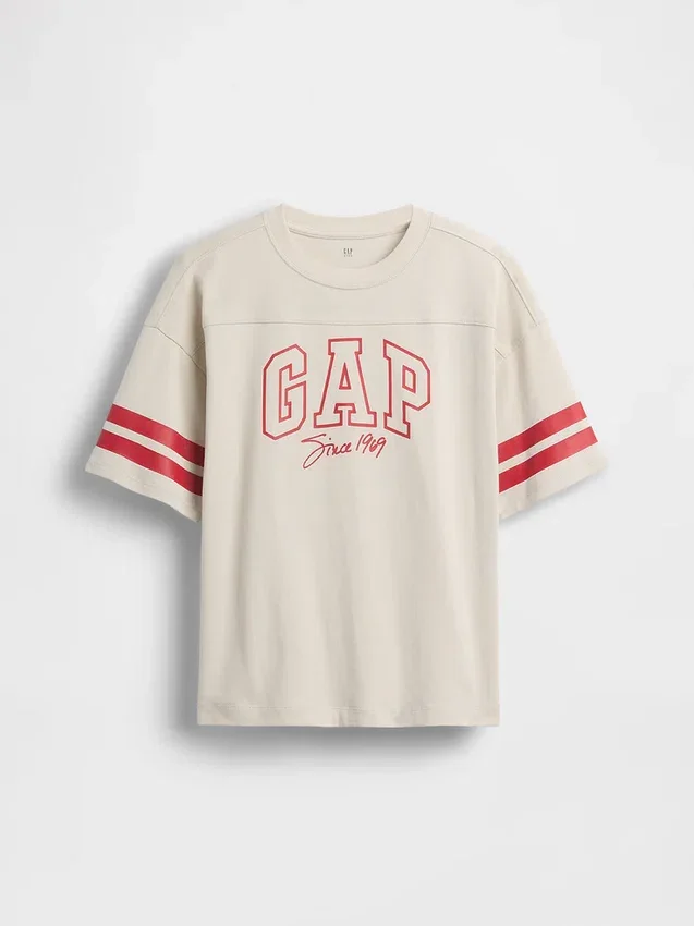 Kinderen: T-shirt van zwaar katoen met oversized logo en naaddetails