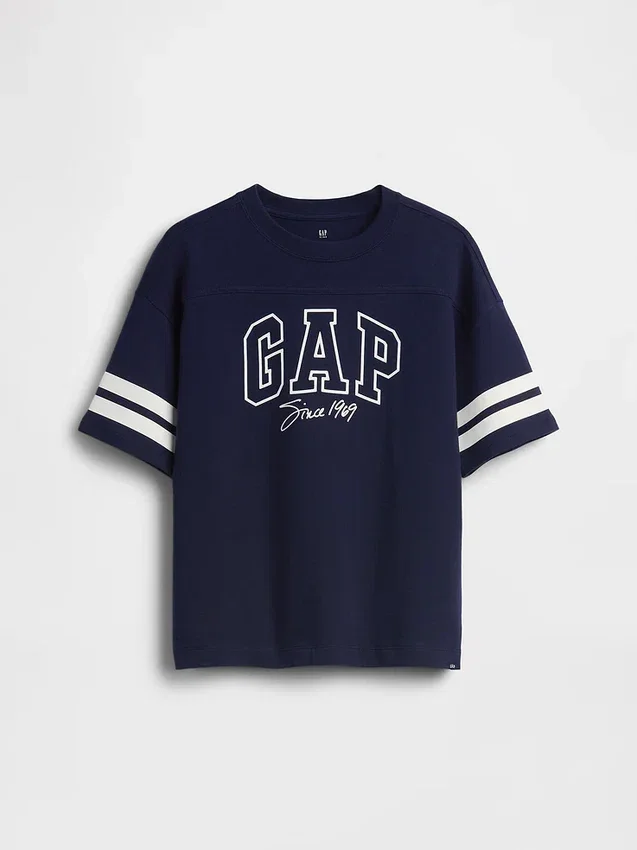 Kinderen: T-shirt van zwaar katoen met oversized logo en naaddetails