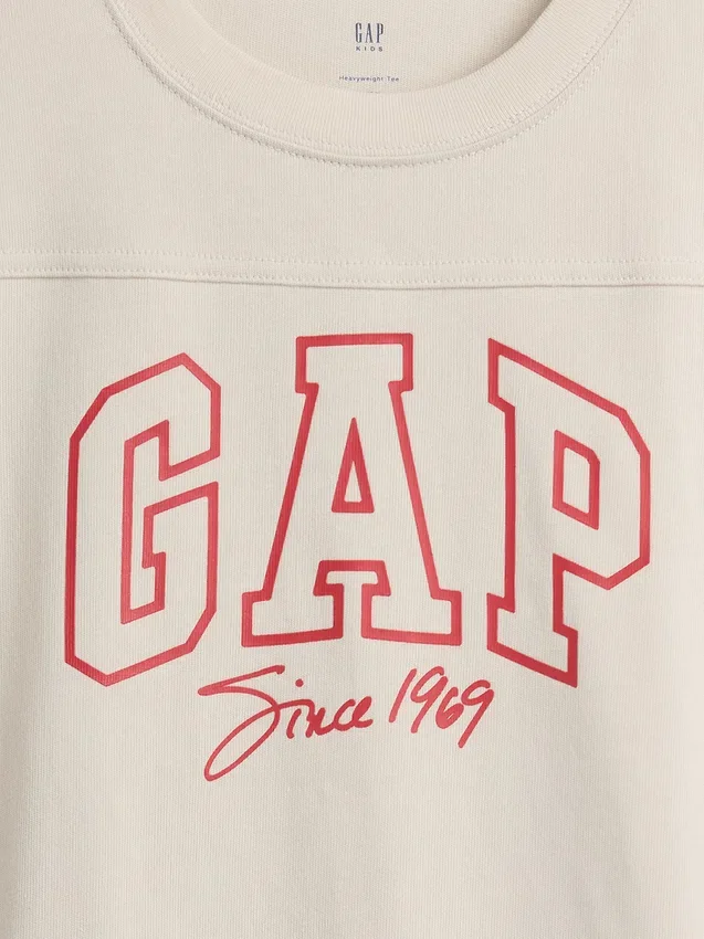 Kinderen: T-shirt van zwaar katoen met oversized logo en naaddetails