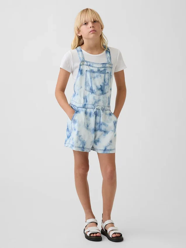 Kinderen Tie-Dye denim shortalls met relaxte pasvorm
