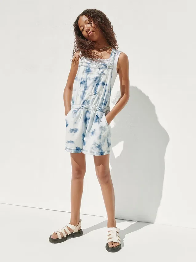 Kinderen Tie-Dye denim shortalls met relaxte pasvorm