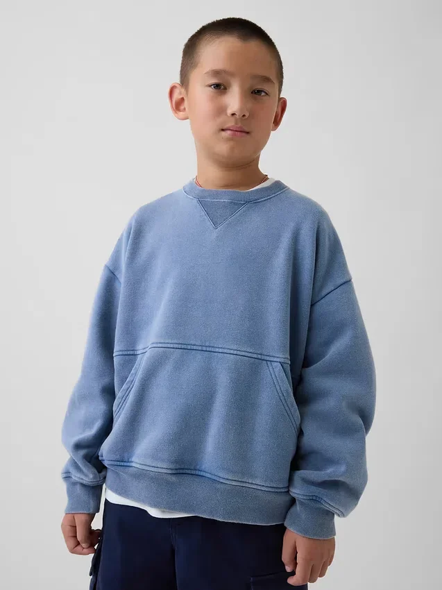 Kinderen Vintagesoft Relaxed Sweatshirt met ronde hals en zak