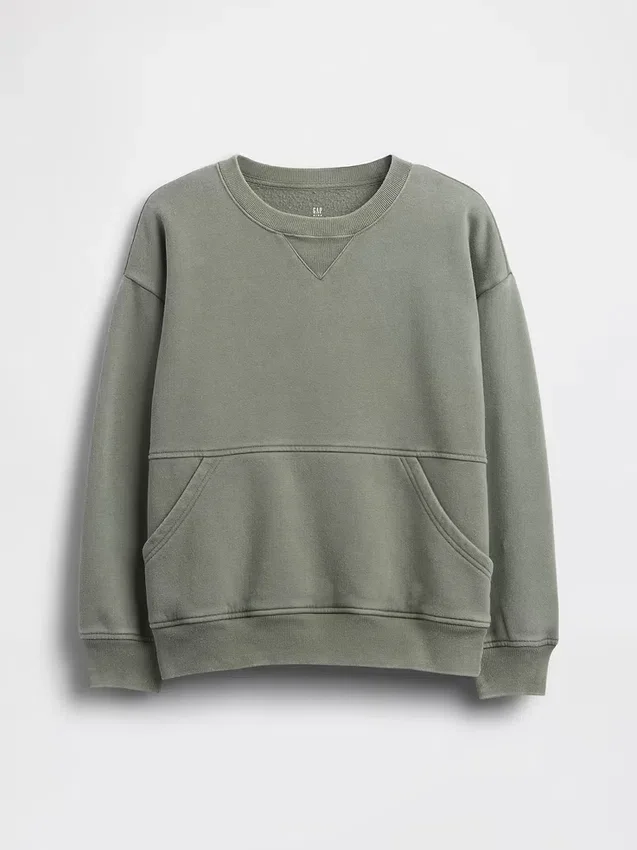 Kinderen Vintagesoft Relaxed Sweatshirt met ronde hals en zak