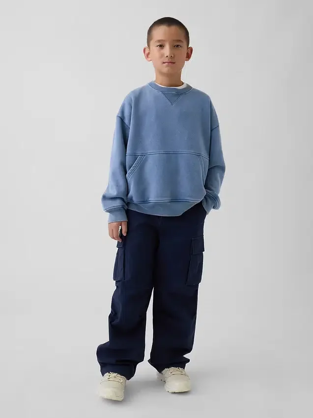 Kinderen Vintagesoft Relaxed Sweatshirt met ronde hals en zak