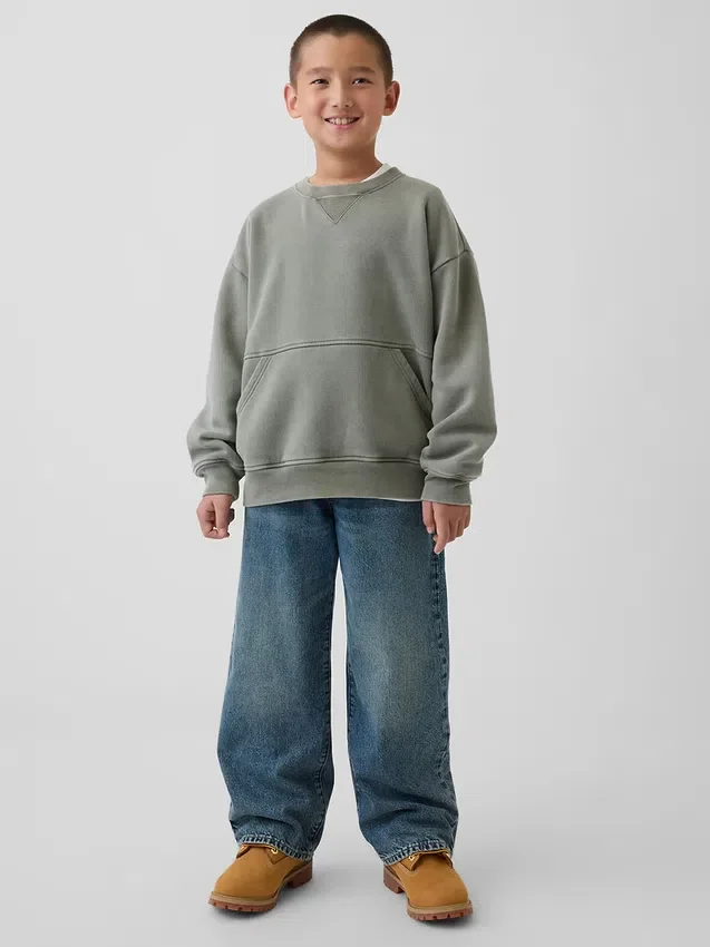 Kinderen Vintagesoft Relaxed Sweatshirt met ronde hals en zak