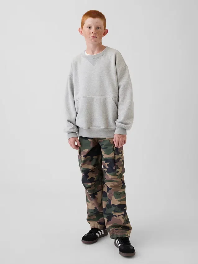 Kinderen Vintagesoft Relaxed Sweatshirt met ronde hals en zak