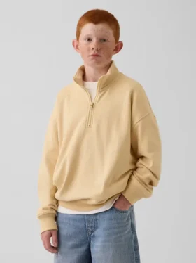 Kinderen Vintagesoft Terry Relaxed pullover met halve rits