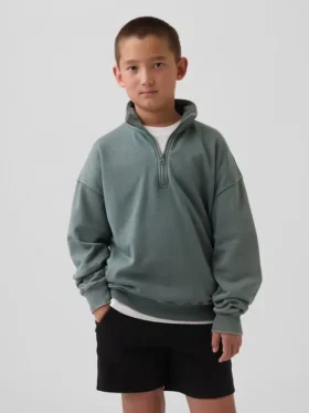 Kinderen Vintagesoft Terry Relaxed pullover met halve rits