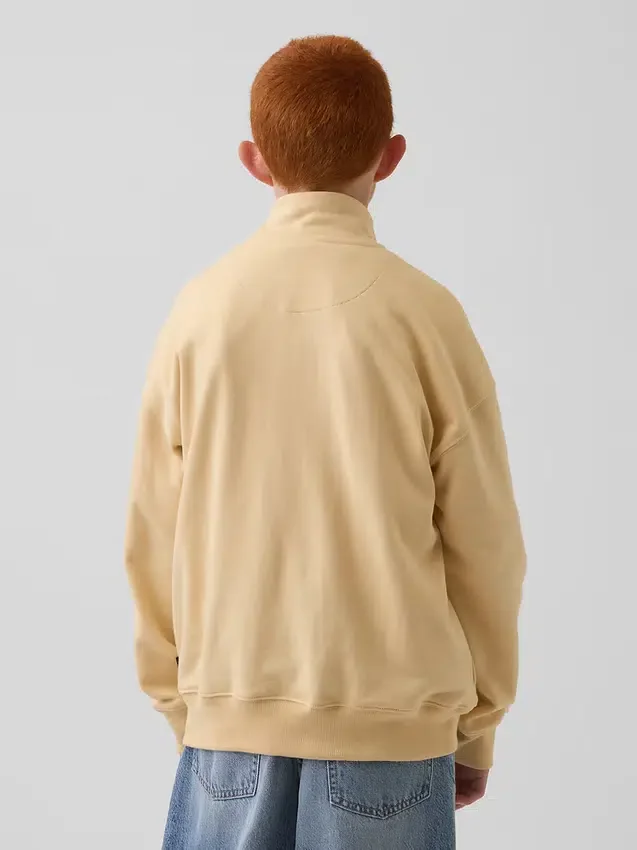 Kinderen Vintagesoft Terry Relaxed pullover met halve rits