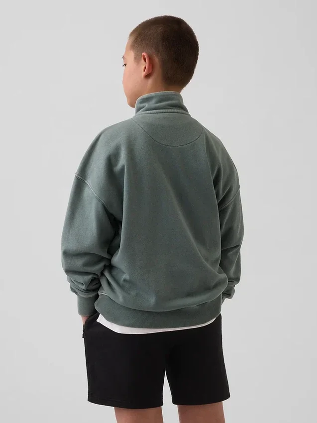 Kinderen Vintagesoft Terry Relaxed pullover met halve rits