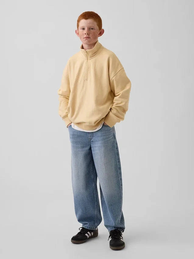 Kinderen Vintagesoft Terry Relaxed pullover met halve rits
