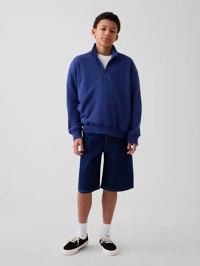 Kinderen Vintagesoft Terry Relaxed pullover met halve rits