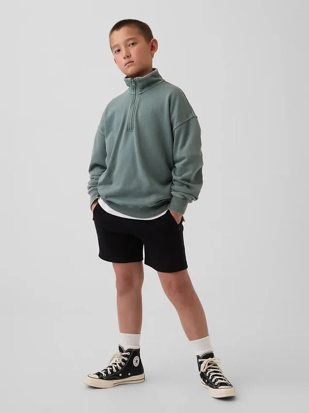 Kinderen Vintagesoft Terry Relaxed pullover met halve rits