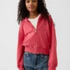 Kinderhoodie met rits, Vintagesoft-badstof en schuine pasvorm